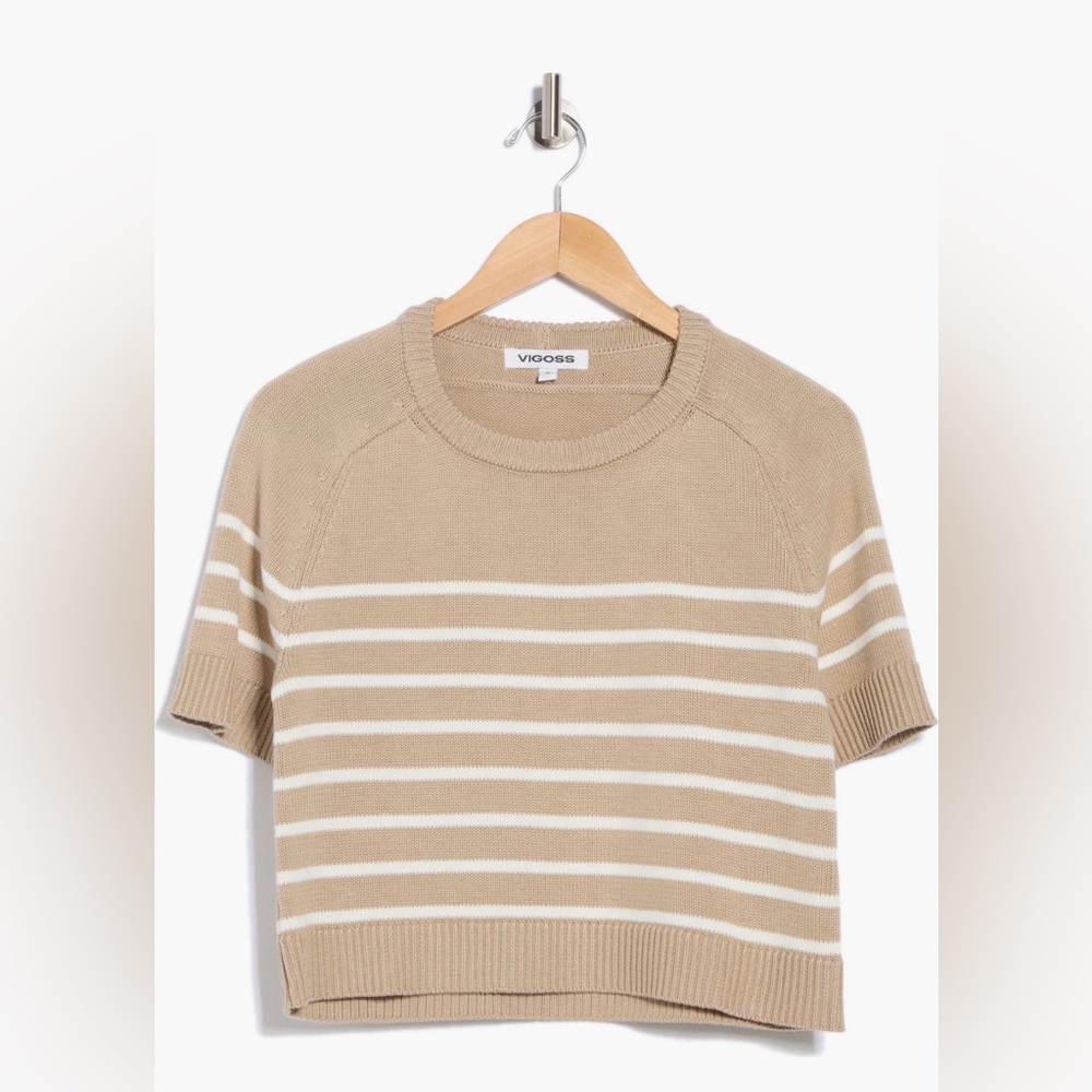 Vigoss Short Sleeve Nautical Stripe Sweater. Size L - Picture 3 of 13